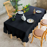 Qfdian Rustic Tablecloth Classic French Printed Ruffles Cotton Table Cloth Rectangle for Kitchen Dining Livingroom Christmas Decoration