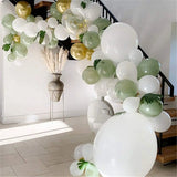 Qfdian  Sage Green Balloons Garland Arch Kit Retro Olive Green White Gold Confetti Latex Ballon Wedding Baby Shower Party Birthday Decor