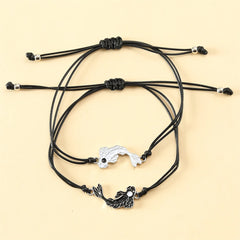 2Pcs/Set Charm Tai Chi Yin Yang Handmade Woven Bracelet Couple Distance Natural Stone Beads Bracelet Best Friends Lovers Jewelry