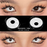 Qfdian 1 Pair Cosplay White Colored Contact Lenses Black Lenses Halloween Beauty Makeup Lens Vampire Red Lenses Anime Colorcon