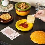 Qfdian  Hamburger-Shaped Ceramic Sauce Dish Creative Multi-Purpose Snack Stackable Plate Afternoon Tea Birthday Gift Food-grade Glaze