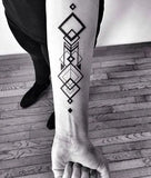 Qfdian  Waterproof Temporary Tattoo Sticker large rhombus square totem line tattoo flame tatto stickers flash tatoo fake tattoos for men