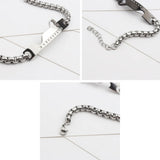 Heart Hollow Out Zircon Stainless Steel Couple Paired Bracelets For Women Men Rose Gold Color Black Gift Jewelry For Girl Boy
