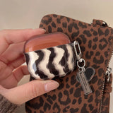 Qfdian Simple Coffee Color Striped Transparent Earphone Case For AirPods 2 3 4 TPU Protective Cover For AirPods Pro 2 Case Love Pendant