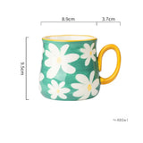 Qfdian  ceramic mug, hand drawn style water cup, 16oz/480ml breakfast cereal coffee cup