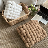 Qfdian  Lamb Wool Cushion Square Hand Woven Solid Color Simple Chair Sofa Bedroom Living Room Cushion Home Decoration Bay Window Cushion