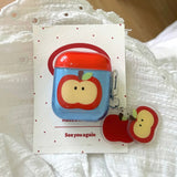 Qfdian Korea Cute Apple Transparent Blue Soft Earphone Case For AirPods 2 3 4 Pro 2 Bluetooth Earphone Charging Box Cover With Pendant