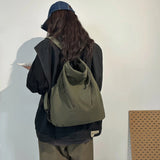 Qfdian Women's Backpack Multi-Purpose Bag Large Capacity Pure Color Design Versatile Commuter Crossbody Bag Personalized Trendyy Canvas Bag Shoulder Bag Backpack