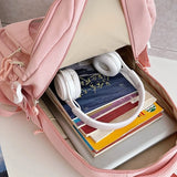 Qfdian Korean Chic Kawaii Cat Schoolbags High-capacity Y2k Aesthetic Students Backpacks Transparent Preppy Women Casual Travel Ita Bags