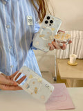 Qfdian INS bowkbot croissant stand holder magnetic phone case for iphone 15promax 13 14promax 15pro 12 15 pro max 14 milk bread funda