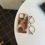 Qfdian Blue brown motting phone case for iphone 14pro 15pro 16promax 13 16 15 12 pro max 13pro 14 vintage autume winter glacier shell