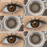 Qfdian  1 Pair Colored Contact Lenses BROWN Natural Eye Contacts Super Natural Lens Gray Color Lens Beautiful Pupils Cosmetics