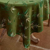 Qfdian  Jacquard Polyester Fabric Dining Room Tablecloth Embroidery Bamboo Leaf Pattern Retro Table Cloth New Chinese Style Home Decor