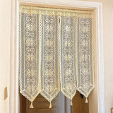Qfdian  Beige Cotton CurtainThread Woven Hollow Tapestry Home Door Curtains Foyer Partition Wall Background Decoration Tassel Curtains