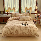 Qfdian  3/4Pcs Printing Bedding Set Skin-friendly Soft Duvet Cover Set Bed Sheet Or Bed Skirt Pillowcases