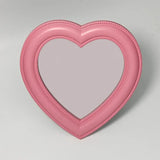 Qfdian  Cute Heart-shaped Makeup Mirror Room Decoration Wall Mounted Desktop Vanity Mirror Set Up Props for Photography Home Decoration