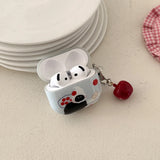 Qfdian Korean Cartoon Cute Black Cat Pattern Soft Case for AirPods Pro 2 Cover Cute 3D Apple Pendant Protection Cover for AirPods 2 3 4