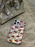 Qfdian Red cherry water-ripple phone case for iphone 15pro 11 13 13pro 14promax 13promax 15promax 12 2024 new protection cover fundas
