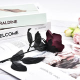 Qfdian  1/5/10/20pcs Black Silk Artificial Rose Flower Dahlia Halloween Gothic Flowers Wedding Table Home Party Fake Flower Decor