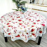 Qfdian  New Round Dining Table Cloth Waterproof Oil-proof and Scalding-proof Leave-in Printed Tablecloth Lace Home Living Room Thickened
