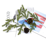Qfdian  10/15pcs Artificial Plant Christmas Tree Pine Needles New Year party Decor Home Outdoor Garden wall Scrapbook Diy Gift Candy Box