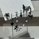 Qfdian Personalized Punk Star Heart Cross Chain Double Layer Necklace For Men Women Y2K Fashion Trend Rock Party Grunge EMO Accessories