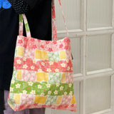 Qfdian  Vintage Grunge Patchwork Harajuku Women's Handbags Women Preppy All Match Y2k Bow Shoulder Bags Streetwear Trendy Underarm Bag