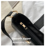 Qfdian Retro PU Leather Women's Crossbody Bag Korean Style Versatile Single Shoulder Underarm Bag