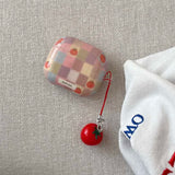 Qfdian 3D Tomato Pendant Chain Grid Earphone Case Protect For Airpods 1 2 3 4 Cover Soft Shockproof For Air Pods Pro Pro2nd Fundas