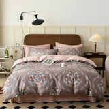 Qfdian 1000TC Egyptian Cotton Flowers Plant Prints Bedding Set Single Double Queen King Size Duvet cover Set Bed Sheet Pillowcases 4Pcs
