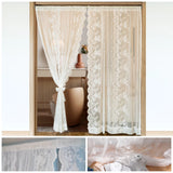 Qfdian Romantic Lace Sheer Rod Pocket Luxury Curtain Tulle French window bedroom Living room Partition Curtain Home Decor