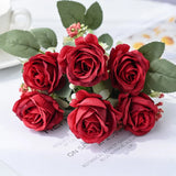 Qfdian  1 pc Artificial Flowers Silk Rose Bouquet Garden Home Room Table Wedding Bridal Bouquet Yard Outdoor Decora Diy Gifts Hot Sales