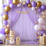 Qfdian  Chiffon Backdrop Curtain 5ftx10ft Light Purple Voile Sheer Curtains 4 Panels Romantic Wedding Party Decor Polyester Chiffon Fabr