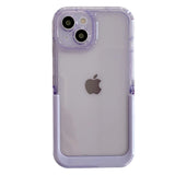 Qfdian Simple Candy Color Foldable Holder Stand Case For iPhone 16 Pro Max 15 14 13 12 11 Clear Shockproof TPU Back Cover