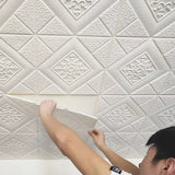 Qfdian 70 * 70cm ceiling wallpaper wall sticker 3D brick self-adhesive waterproof and moisture-proof  foam wallpaper home decoration
