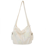 Qfdian Large Capacity Corduroy Bag, Women's Single Shoulder Casual Five Pointed Star Crossbody Bag, Versatile Tote Bag