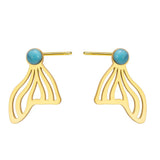 Qfdian  Fashionable and luxurious fish tail artificial gemstone earrings, retro daily banquet party earrings, wedding jewelry gifts