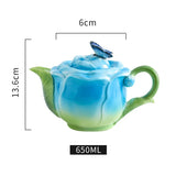 Qfdian Ceramic Rose Coffee Cup Saucer Exquisite Butterfly Kettle Afternoon Camellia Flower Teacup Flower Decoration Milk Coffee Cup New