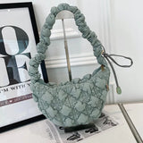 Qfdian Y2k Aesthetic Pleated Office Lady Crossbody Bags All Match Ins Bubble Quilted Cloud Bag Fashion Women Casual Shoulder Handbags