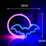 Qfdian  Halloween Ghost Shaped LED Neon Light USB Rechargeable Battery Powered Night Lamp for Wall Window Door Decor Romantic Atmosphere