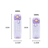 Qfdian  500/600ML Large Capacity Plastic Straw Water Bottles For School Sports Water Bottle BPA Free Portable Leak-proof Drinkware Cup