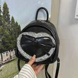 Qfdian  All Match Y2k Aesthetic Fairy Lace Backpack Simple Mini Fashion Cute Heart Bow Schoolbags Sweet Kawaii Backpacks Women Students