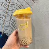 Qfdian  Korea Simple Iced American Coffee Cup Tritan Plastic Water Bottle For Women Transparent Coffee Cup Office Milk Matcha Tea Drink