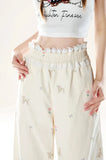 Qfdian  Summer New Solid Color Slim Women Pants Simple Basic Fashion Street Woman Pants Casual Loose Chic Lace Straight Leg Pants Female