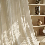 Qfdian  partition decorative anti-scratch and anti-wrinkle white sheer curtains for living room, bedroom and dining room
