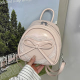 Qfdian  All Match Y2k Aesthetic Fairy Lace Backpack Simple Mini Fashion Cute Heart Bow Schoolbags Sweet Kawaii Backpacks Women Students