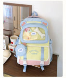 Qfdian High-capacity Casual Contrast Color Backpacks Y2k Aesthetic Transparent Schoolbags Streetwear Students Patchwork Backpack Women