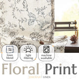 Qfdian Cotton Linen Curtains Floral Curtains for Living Room Rod Pocket Farmhouse Peony Flower Patterned Drapes Bedroom Window Curtain