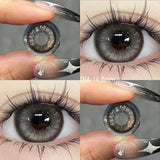 Qfdian 2Pcs Best Selling New Models Color Contact Lenses Myopia Degree -0.00 to -8.00 Soft Lens Fashionable and Beautiful Lenses