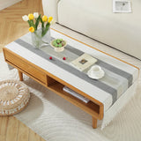 Qfdian  ‌New Nordic Solid Stripe Tablecloth Modern Minimalist Tassel Trim Dustproof Durable Decoration Mats Home Desk Dining Table Cloth